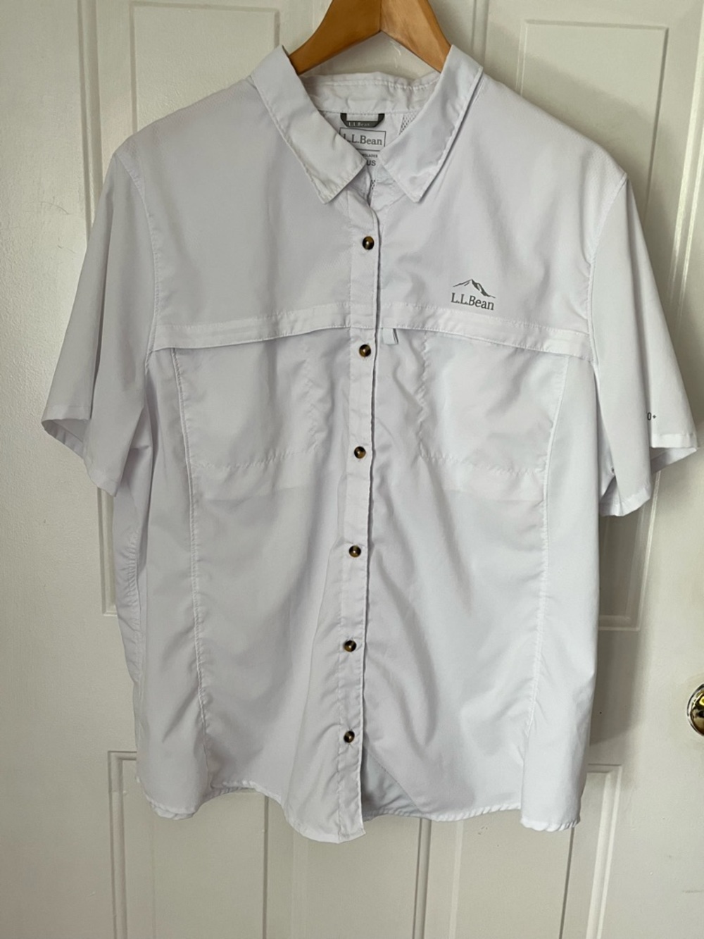 L.L.Bean Women's Tropicwear Short-Sleeve Shirt 2X Plus Outdoor Light UPF 50+